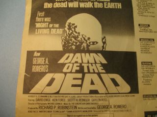 George Romero history RARE DAWN OF THE DEAD 1978 prerelease Preview promo flier 4