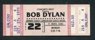 Bob Dylan 1979 Concert Ticket Fort Worth Texas Slow Train Coming Tour P