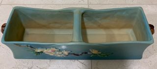 Roseville Pottery Apple Blossom Window Box Blue Vase 369 - 12 
