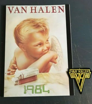 Van Halen 1984 Tour Concert Poster / Program Book W/ Logo Patch Vintage
