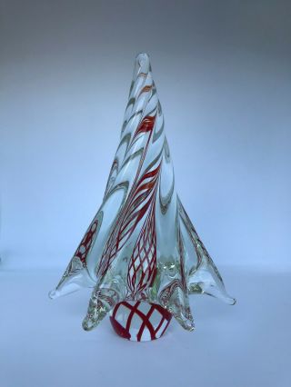 Vintage Murano Art Style 8 " Hand Blown Glass Christmas Tree Sculpture