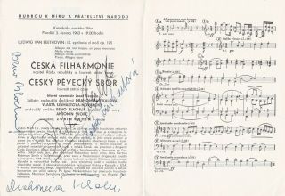 Zubin Mehta Beethoven 9th Signed Program,  Soloists Blachut Tikalova 1963