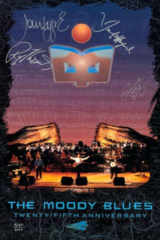 Moody Blues Autographed 25th Anniversary Ltd Edition Lithograph W/bonus Card Set