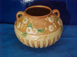 1930s Roseville Pottery Cherry Blossom Pattern 7 " Pot Vase