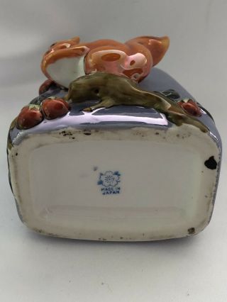 Art Deco Noritake 1920’s Lavender Luster Vase w/ Figural Squirrel 3