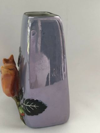 Art Deco Noritake 1920’s Lavender Luster Vase w/ Figural Squirrel 5
