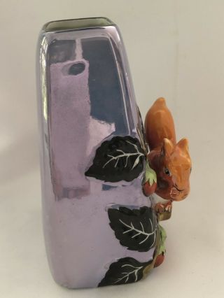 Art Deco Noritake 1920’s Lavender Luster Vase w/ Figural Squirrel 7