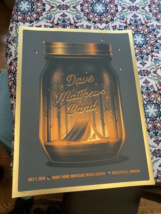 Dmb Dave Matthews Band Noblesville July 7 2018 Poster Gold Foil Variant