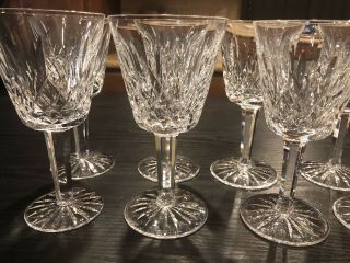 Set Of 9 Waterford Crystal Lismore 5 7/8 " Claret Wine Glasses Goblets Ireland