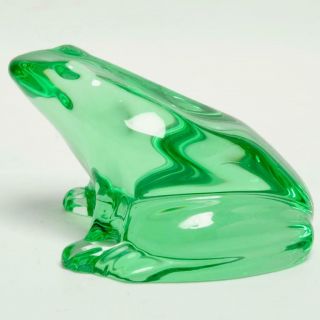 Vintage Baccarat Green Glass Frog Paperweight,  Signed