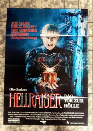 Hellraiser Clive Barker - German 1 - Sheet Filmposter 23x33inch ´88 A.  Robinson