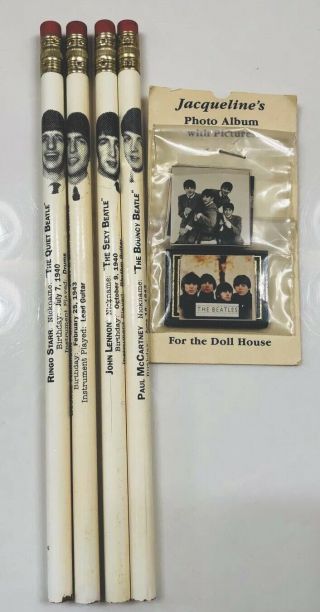 The Beatles Pencil Set 60s Paul Mccartney Lennon Mini 10pg Photo Album Vtg Of - 25