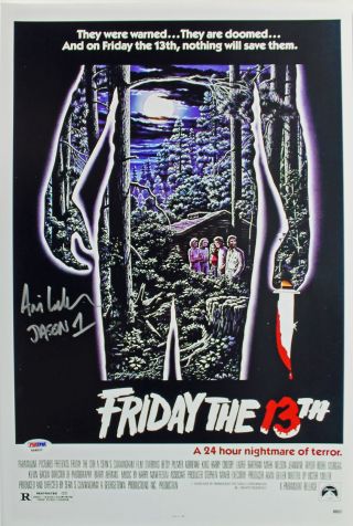 Ari Lehman " Jason 1 " Authentic Signed Friday The 13th 12x18 Mini Poster Psa/bas