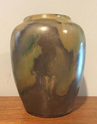 Red Wing Pottery Vase Nokomis Glaze Art Craft 1920s Vintage Green Tan Olive 203