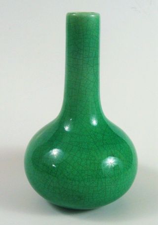 Vintage Robertson La Hollywood Art Pottery Vase Crackle Glaze Green