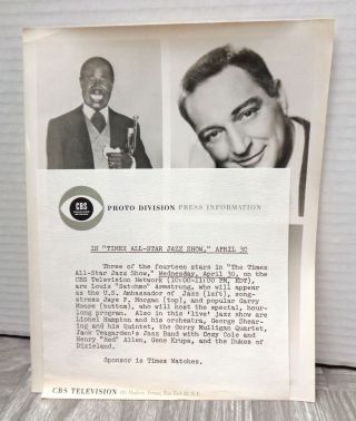 Vintage 1958 Cbs - Tv Timex All - Star Jazz Show 8 " X 10 " Promo Photo Satchmo