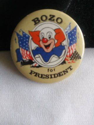 Vintage 1984 Bozo The Clown For President Pin