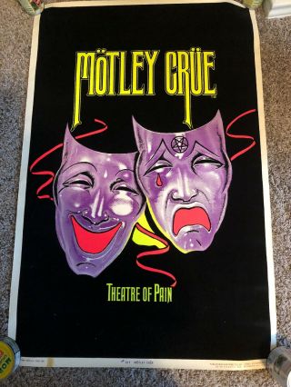Rare Vintage Motley Crue Theatre Of Pain Black Light Poster