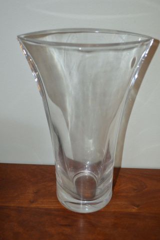 Daum Clear Crystal 11 " Vase Signed Daum & Baumann Made In France