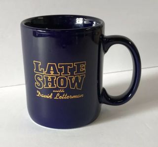 Late Show With David Letterman Collectible Coffee Cup Mug Blue Cbs Tv Talk Show