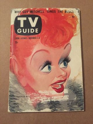 1957 Tv Guide November 2 - 8 I Love Lucy Cover Art