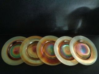 (5) Art Glass Studio Carnival Glass Marigold Salad Plates