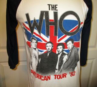 Vintage 1982 The Who American Tour Raglan Unisex Concert Tee Size Large 6