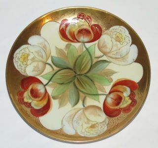 Antique Pickard Art Nouveau Hand Painted Golden Floral Plate Goa France C1900