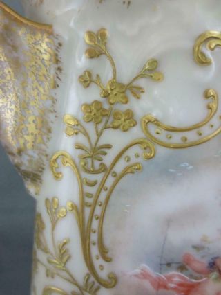 Antique 1890 ' s LIMOGES Porcelain Chocolate Pot with Cherubs,  Raised Gold Enamel 4