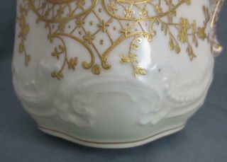 Antique 1890 ' s LIMOGES Porcelain Chocolate Pot with Cherubs,  Raised Gold Enamel 5