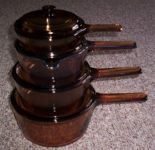 8 Pc Corning Visions Amber Cookware Vision Ware Glass