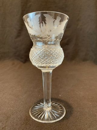 Edinburgh Crystal Thistle Wine Hock Glass Cut Unsigned 6 1/2 " H
