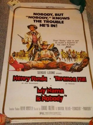 My Name Is Nobody Henry Fonda Spaghetti Western 1974 40x60 Vtg Movie Poster