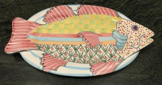 Mackenzie Childs Large Fish Plate/wall Hanging - 19” Long X 10 "