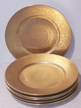 6 Antique Royal Bayreuth Bavaria Dinner Plates All Over Gold Encrusted Fine