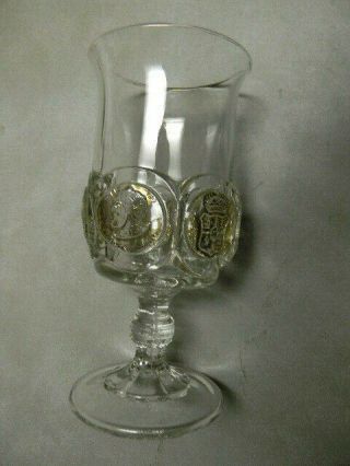 Eapg U.  S.  Glass Co.  " Columbian Coin " Pattern 6 1/2 " Tall Ale Goblet