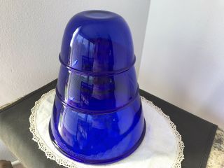 3 Vintage Arcoroc France Cobalt Blue Glass Nesting Mixing Bowls