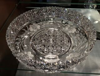 American Brilliant Cut Glass Harvard & Flora 10 " Bowl C.  1915