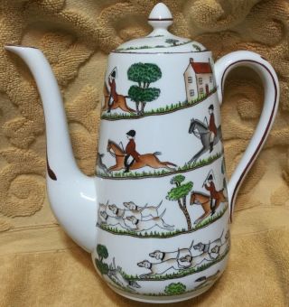 Fox Hunt Hunting Crown Staffordshire Coffee Tea Pot