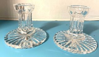 Waterford Irish Cut Crystal Candle Holders Sticks Pair Signed