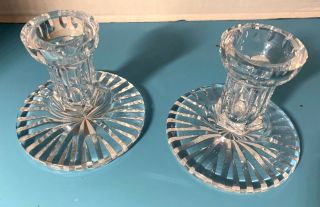 Waterford Irish Cut Crystal Candle Holders Sticks Pair Signed 2