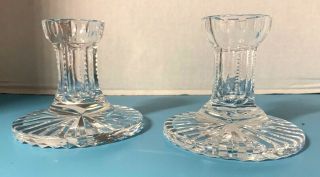 Waterford Irish Cut Crystal Candle Holders Sticks Pair Signed 3
