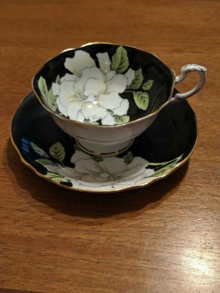 Paragon Black With White Gardenias To The Bride Tea Cup And Saucer