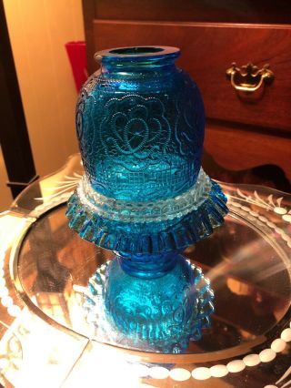 Fenton Persian Medallion Royal Blue 3 Piece Fairy Light Lamp