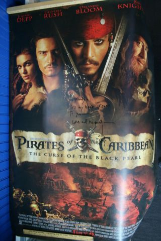 Pirates Of The Carribean Curse Of The Black Pearl Poster Signed Johnny Depp Jsh