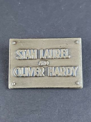Rare Laurel & Hardy Film Classic Logo Metal Pin Badge Vintage Collectible