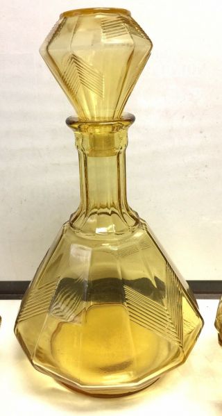 Vintage Amber Glass Vanity Dresser Set Perfume Bottles Trinket Art Deco 12pc 2