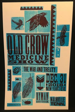 Hatch Show Print Poster Old Crow Medicine Show Ryman Dec.  31 2018 Year 