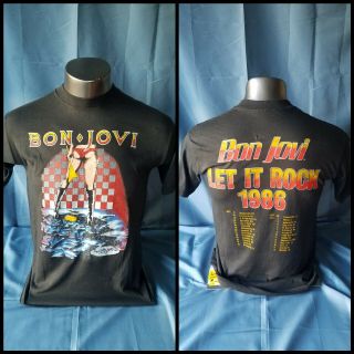 Vintage 1986 Bon Jovi Slippery When Wet Let It Rock Tour Shirt Size X Large