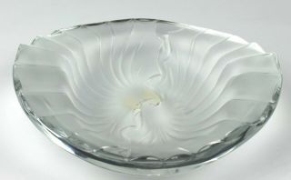 Signed Lalique France Frosted Crystal Nancy Art Deco Cigar Ashtray Dish Bowl Hld